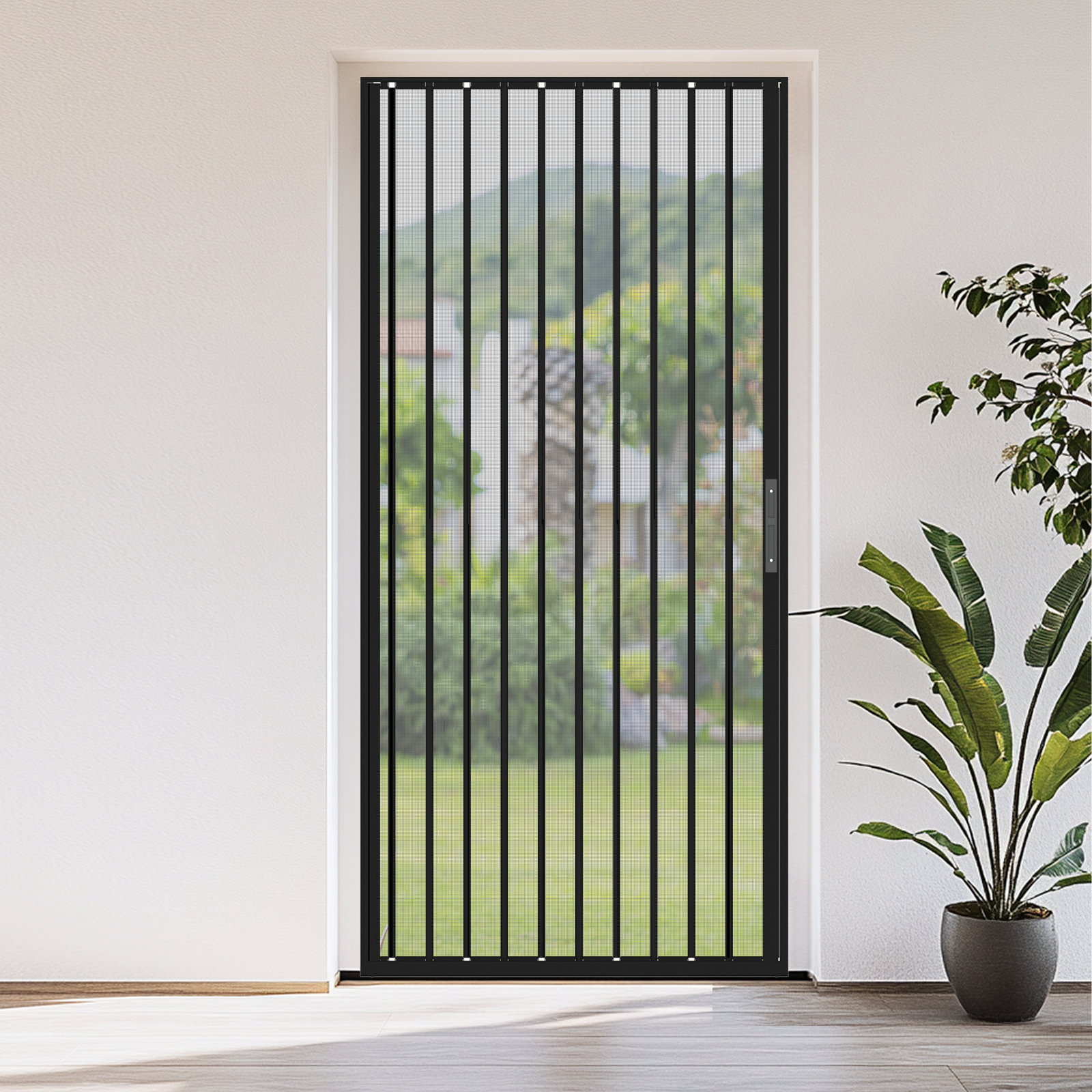 Retractable Screen Door 36" x 79.92" Aluminum Sliding Door with Lock, Magnetic Closure for Front & Patio Doors, Pet Proof