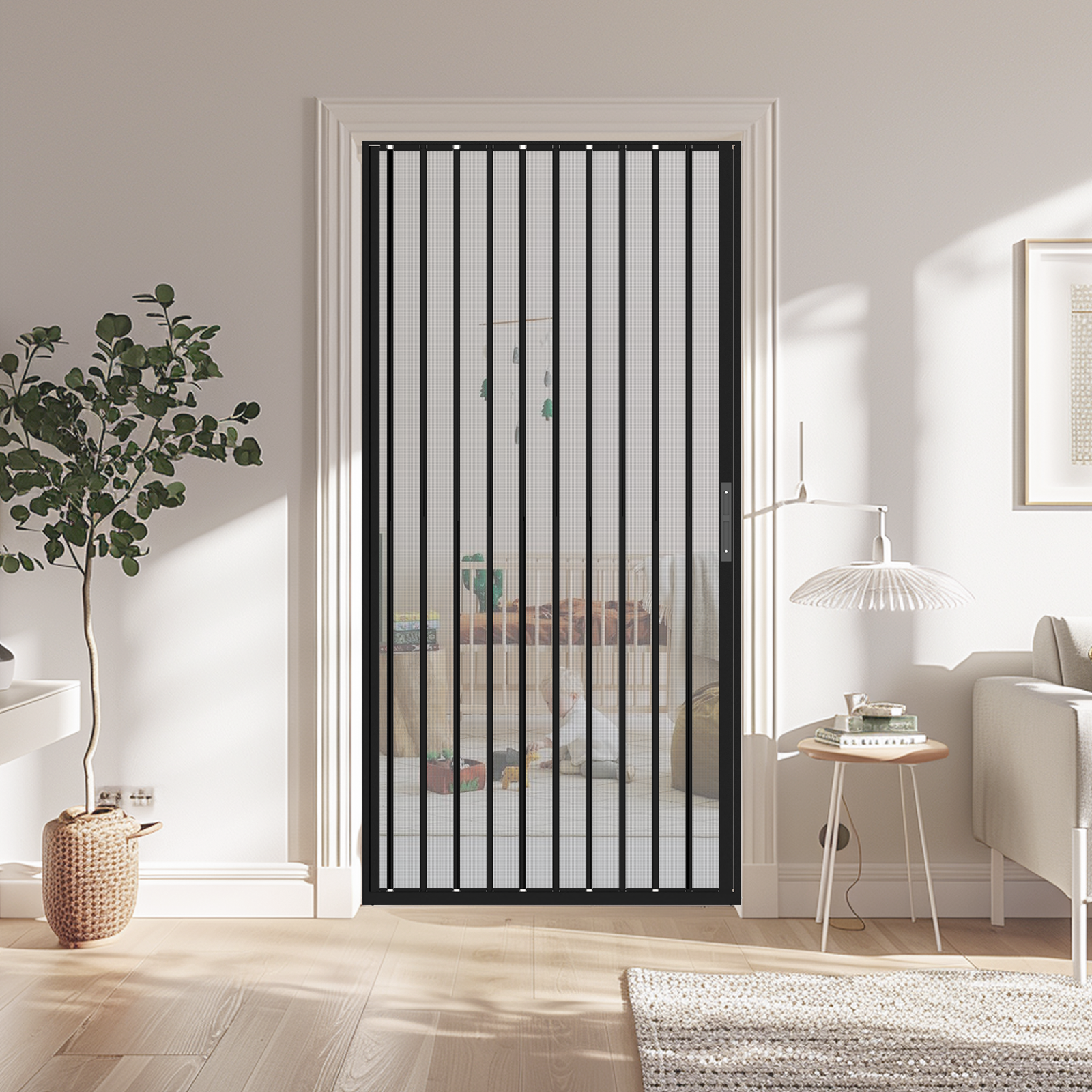 Retractable Screen Door 36" x 79.92" Aluminum Sliding Door with Lock, Magnetic Closure for Front & Patio Doors, Pet Proof