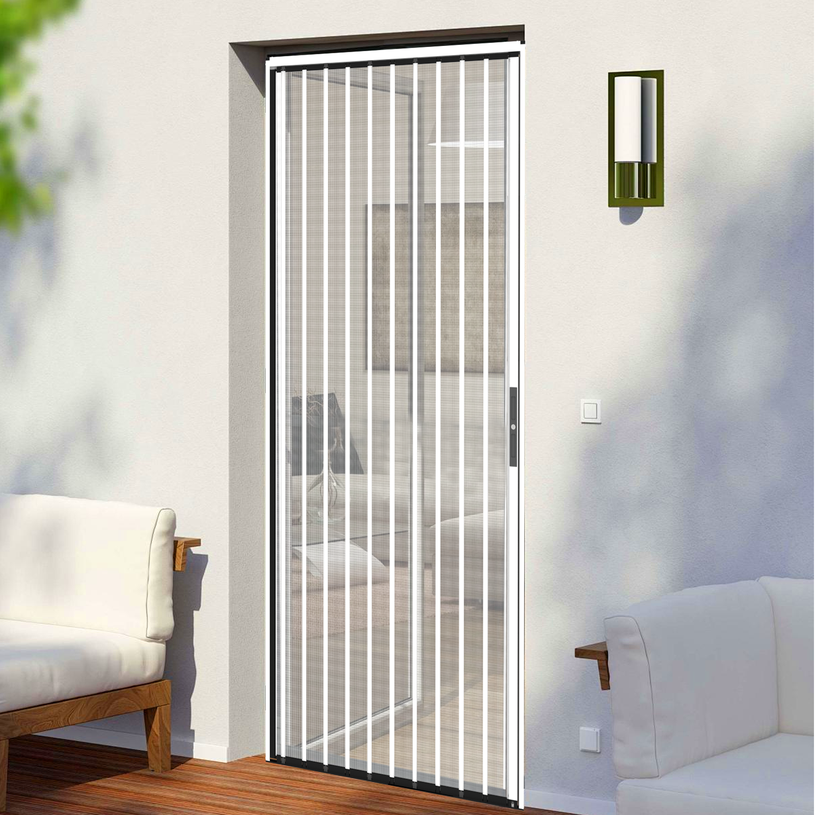 Retractable Screen Door 36" x 79.92" Aluminum Sliding Door with Lock, Magnetic Closure for Front & Patio Doors, Pet Proof