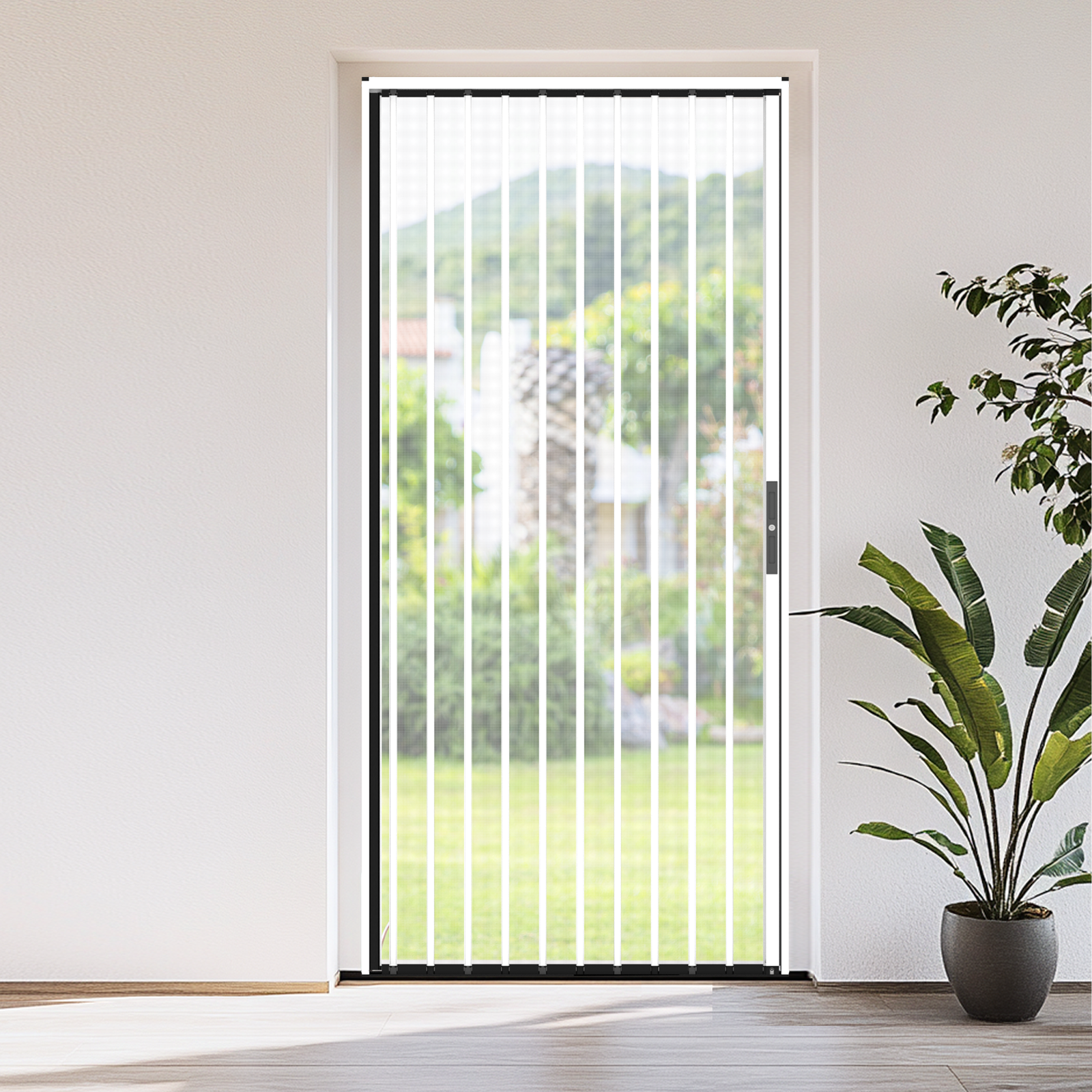 Retractable Screen Door 36" x 79.92" Aluminum Sliding Door with Lock, Magnetic Closure for Front & Patio Doors, Pet Proof