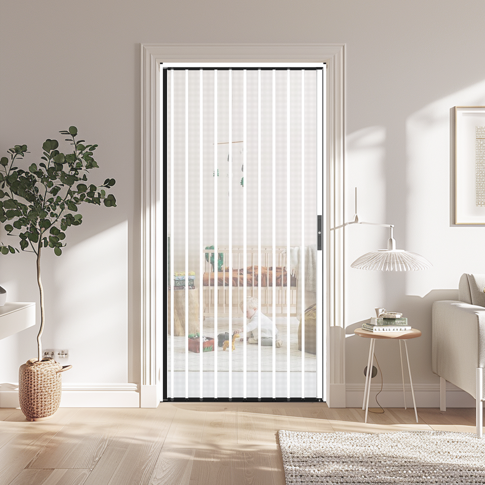 Retractable Screen Door 36" x 79.92" Aluminum Sliding Door with Lock, Magnetic Closure for Front & Patio Doors, Pet Proof