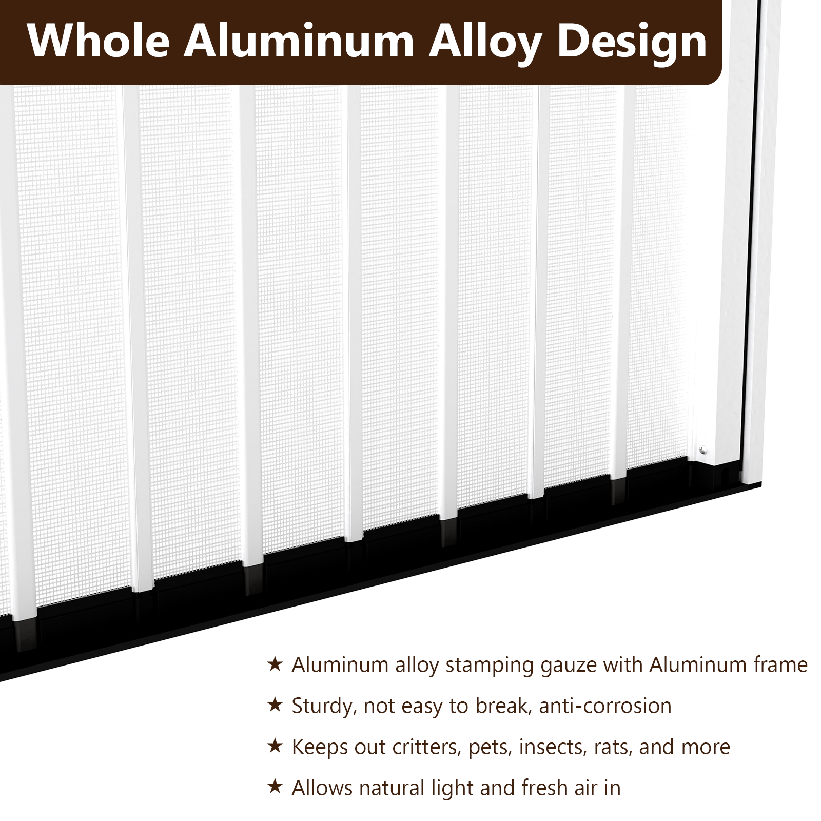 Retractable Screen Door 36" x 79.92" Aluminum Sliding Door with Lock, Magnetic Closure for Front & Patio Doors, Pet Proof