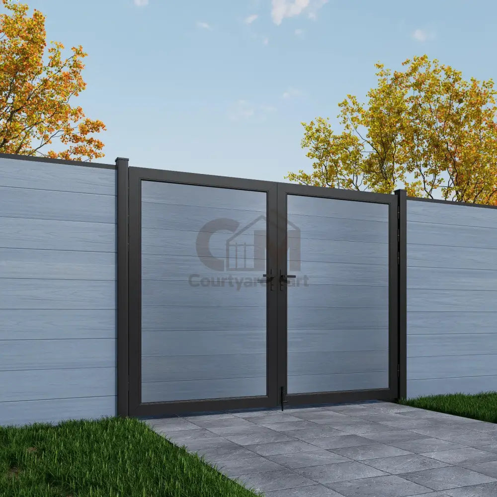 Courtyardmart 10ft x 6ft Composite Privacy Fence Gate Set with Strong Metal Frame Wide Outdoor Entry for Garden