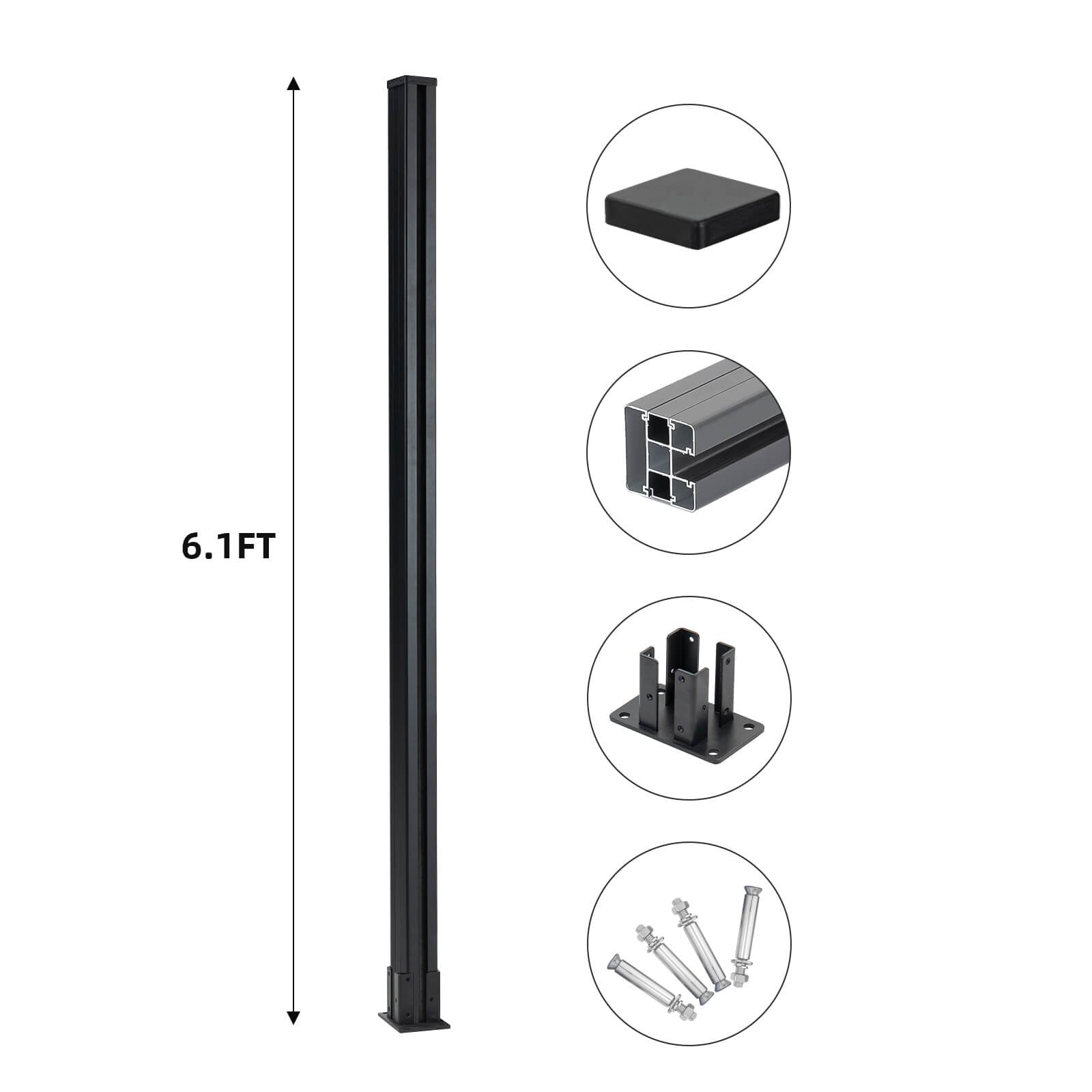 Mondaria 6 Ft Above Ground Fence Post - Set of 1 - CourtyardMart