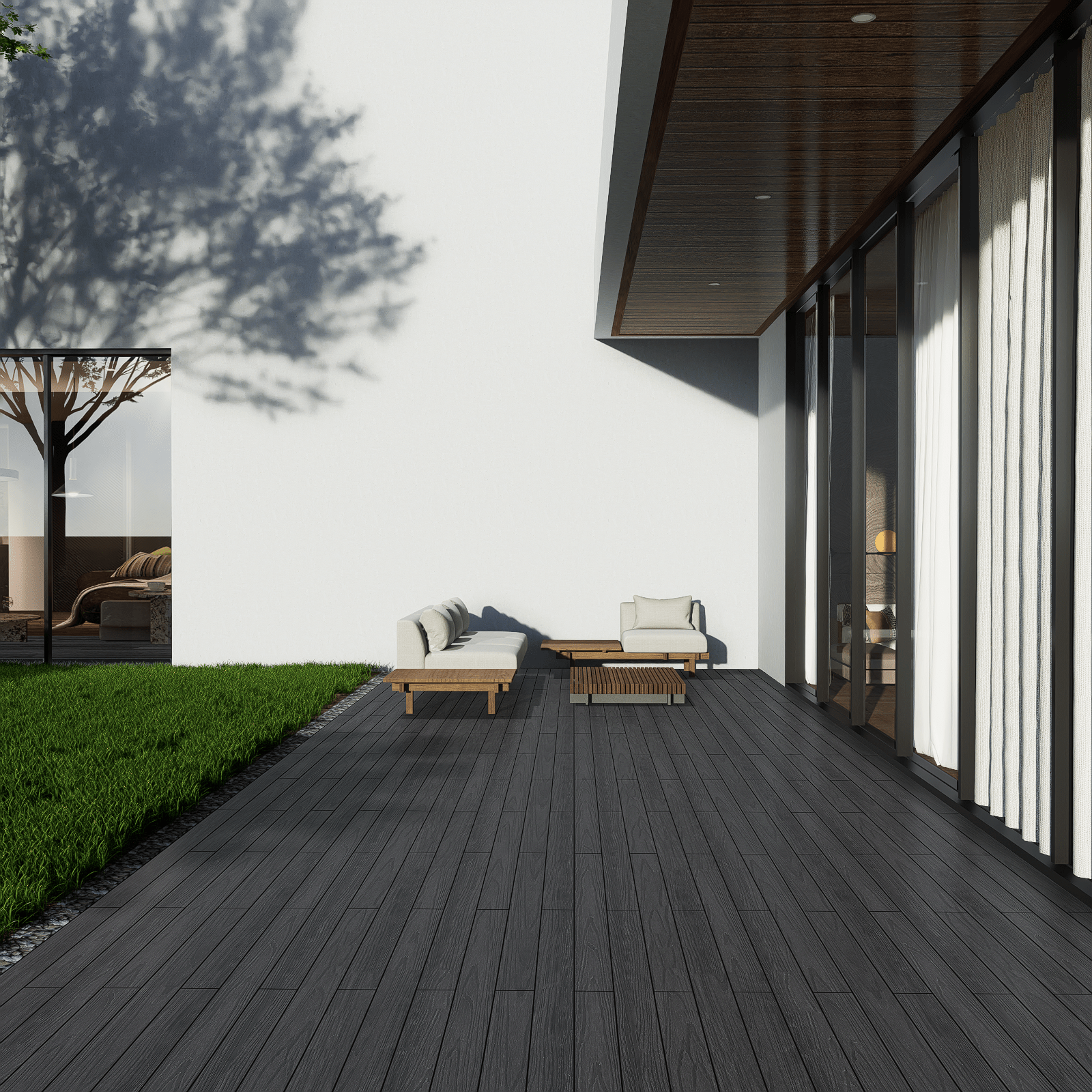 Mondaria Composite Decking Boards 96in*5.4in*0.9 Courtyard Terrace Rigid Surface Hard - CourtyardMart