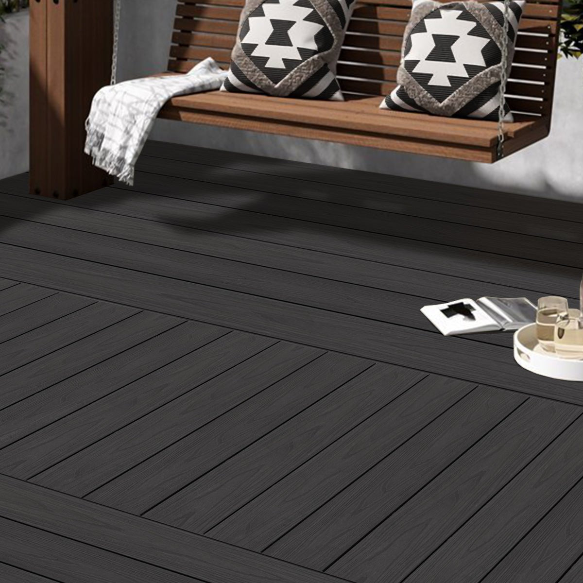 Mondaria Composite Decking Boards 96in*5.4in*0.9 Courtyard Terrace Rigid Surface Hard - CourtyardMart