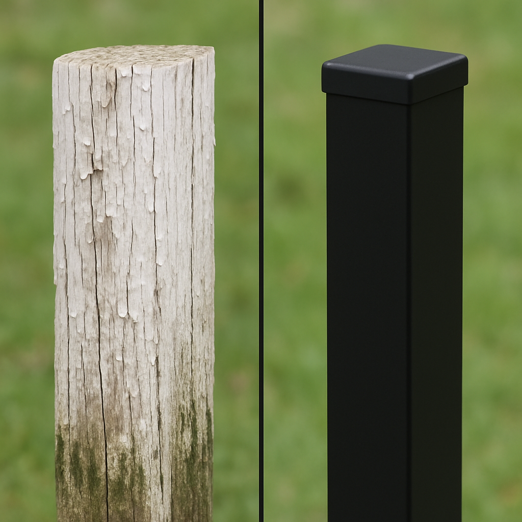 Comparing Black Aluminum and Wood Fence Posts