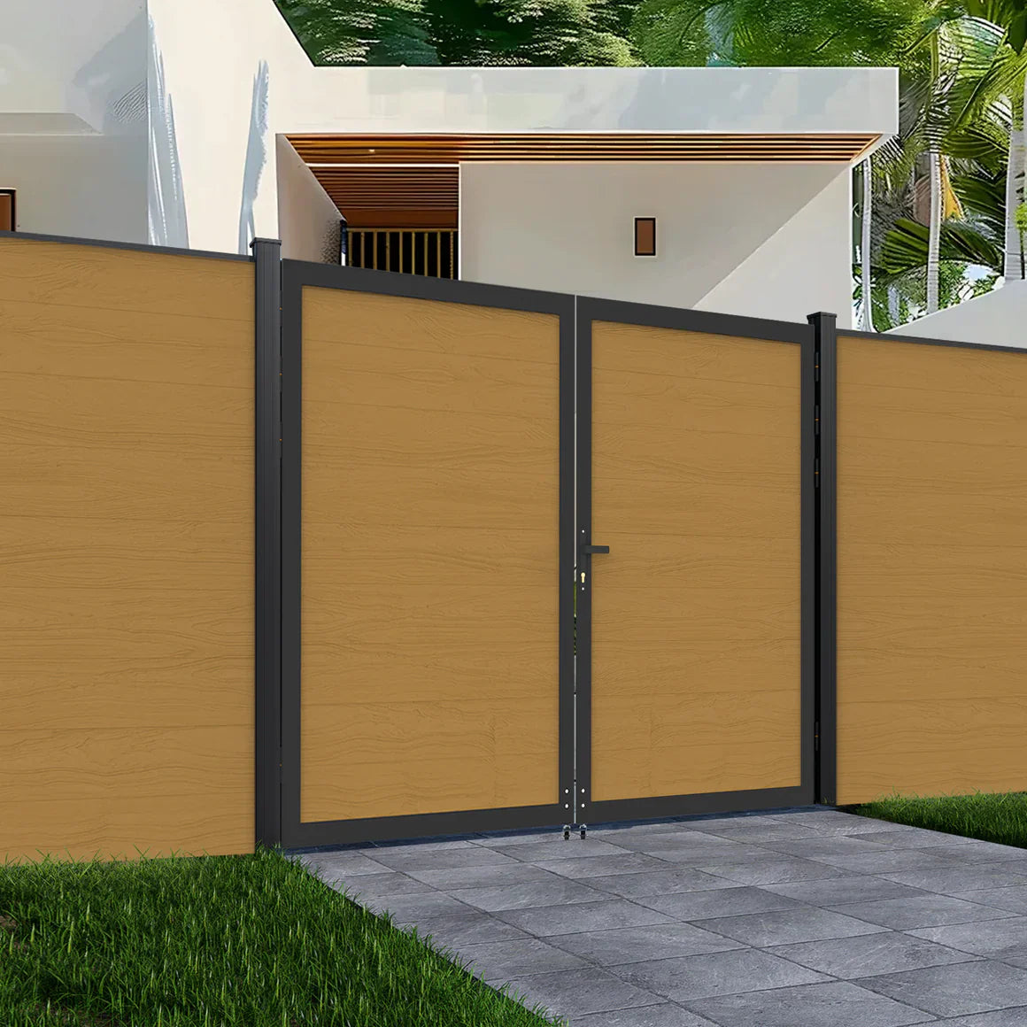 Easy-install composite swing gate for modern garden entrances