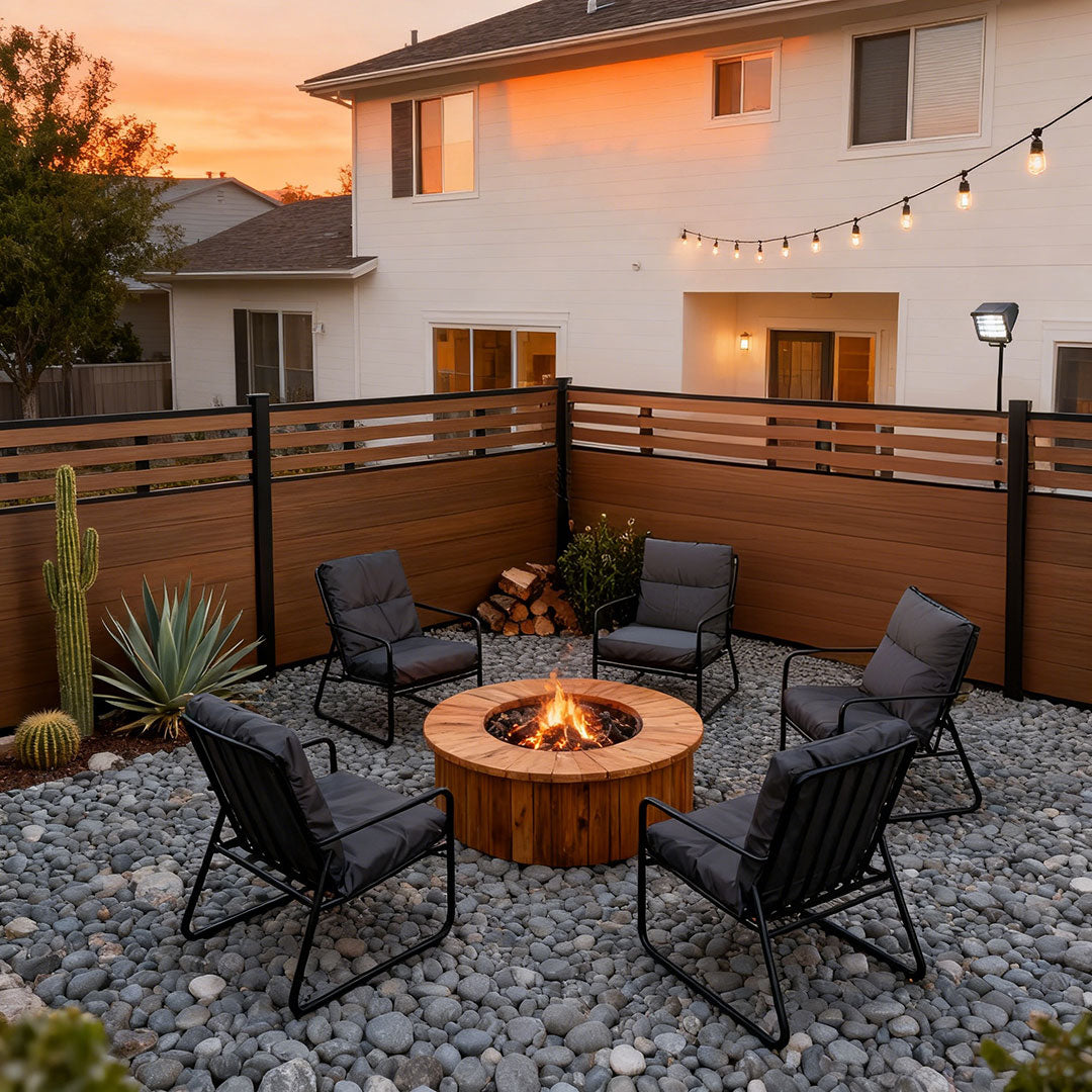 Composite fence panels with a modern design