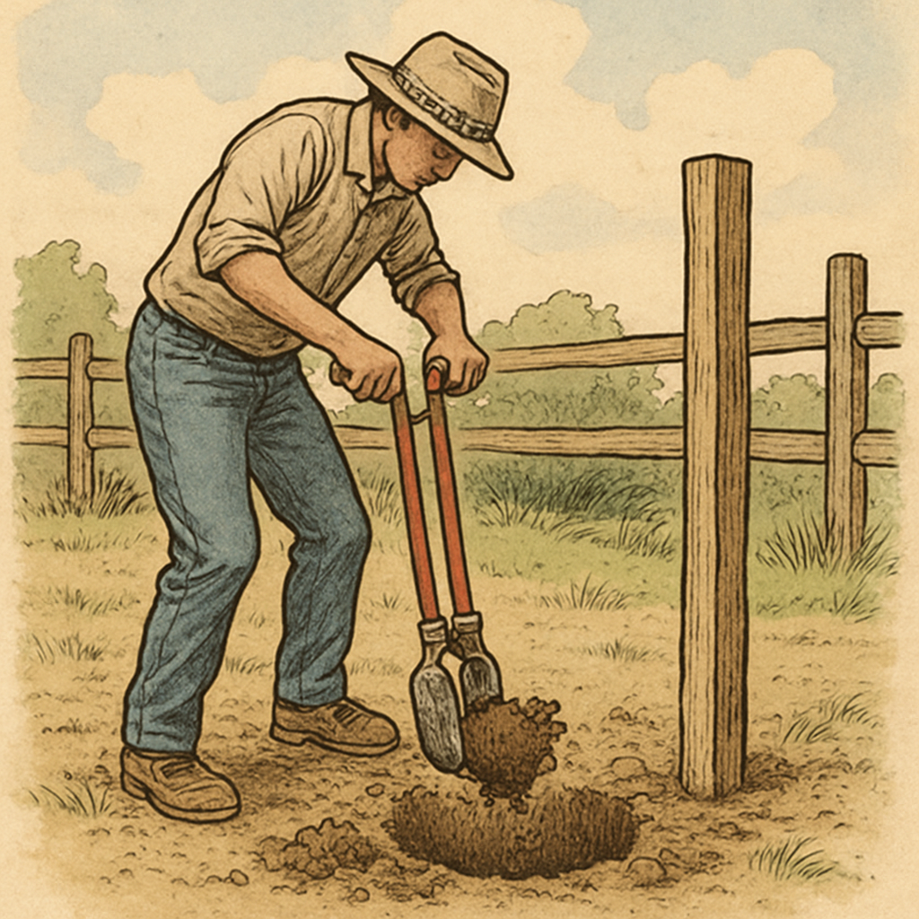 Digging a fence post hole