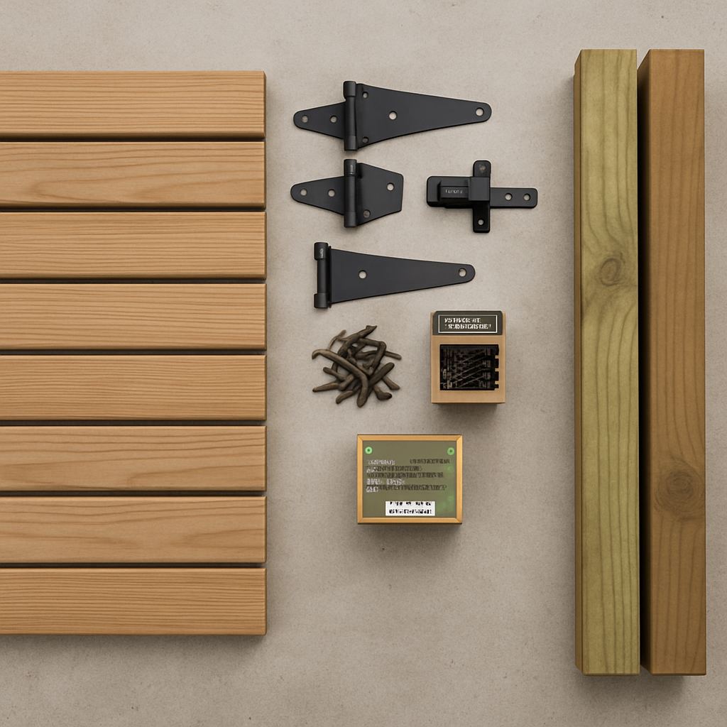 Materials for building a horizontal fence gate