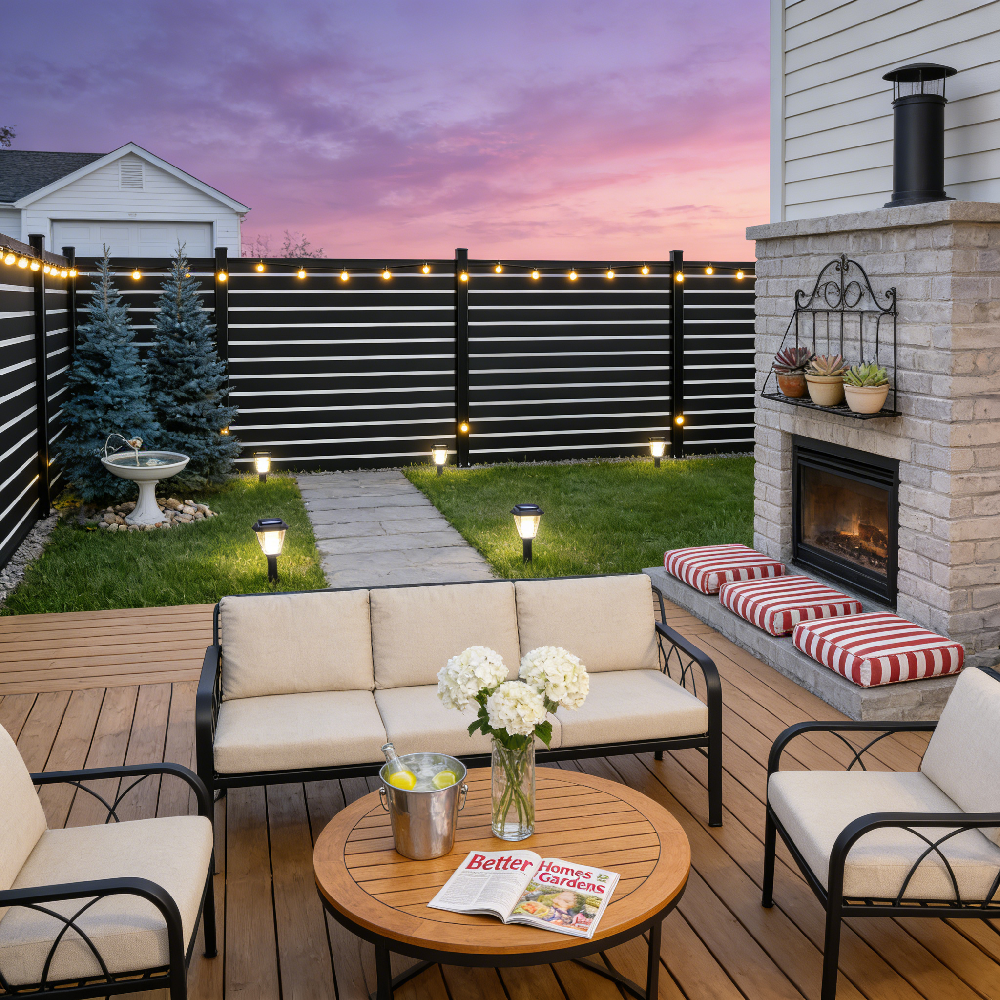 Sleek modern outdoor fence design