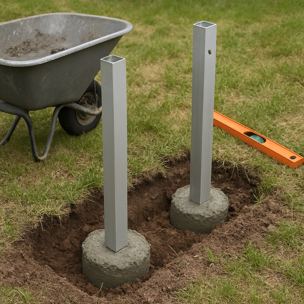 Setting aluminum fence posts in concrete