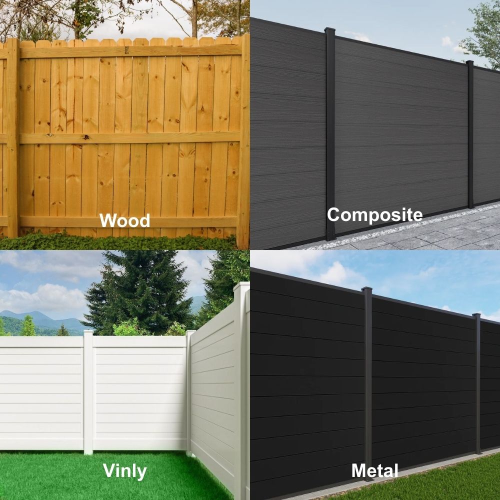 Various materials used in privacy fence kits