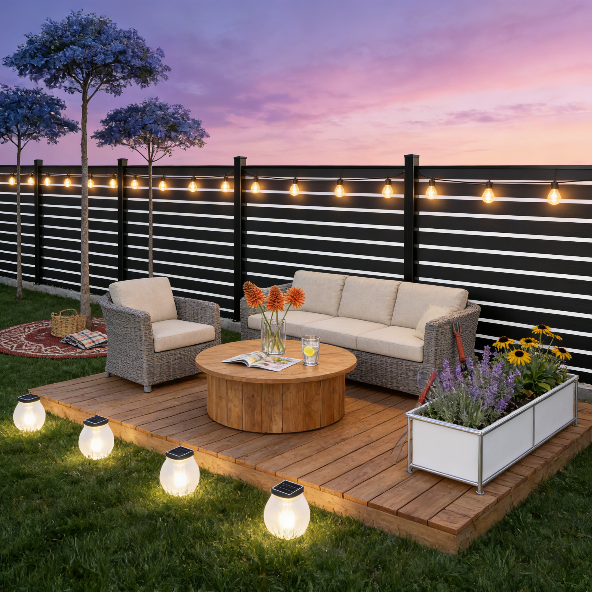 black_horizontal_slat_fence