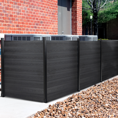 6ft x 6ft Wood grain panel fence, ground screw installation, aluminum frame/posts