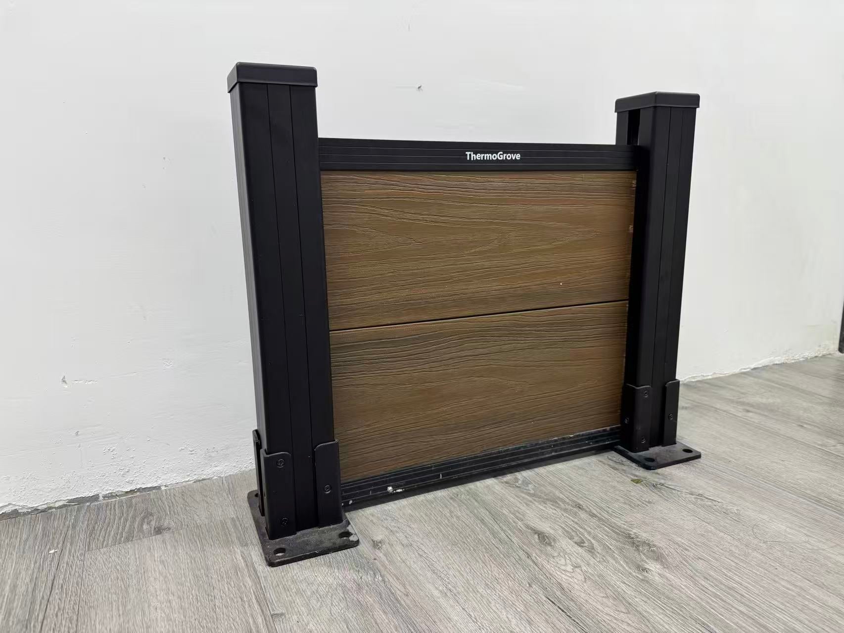 ThermoGrove Brown Composite Fence with Post Kit | Durable Outdoor Privacy Fence Panels for Backyard, Garden, Patio, Easy Installation