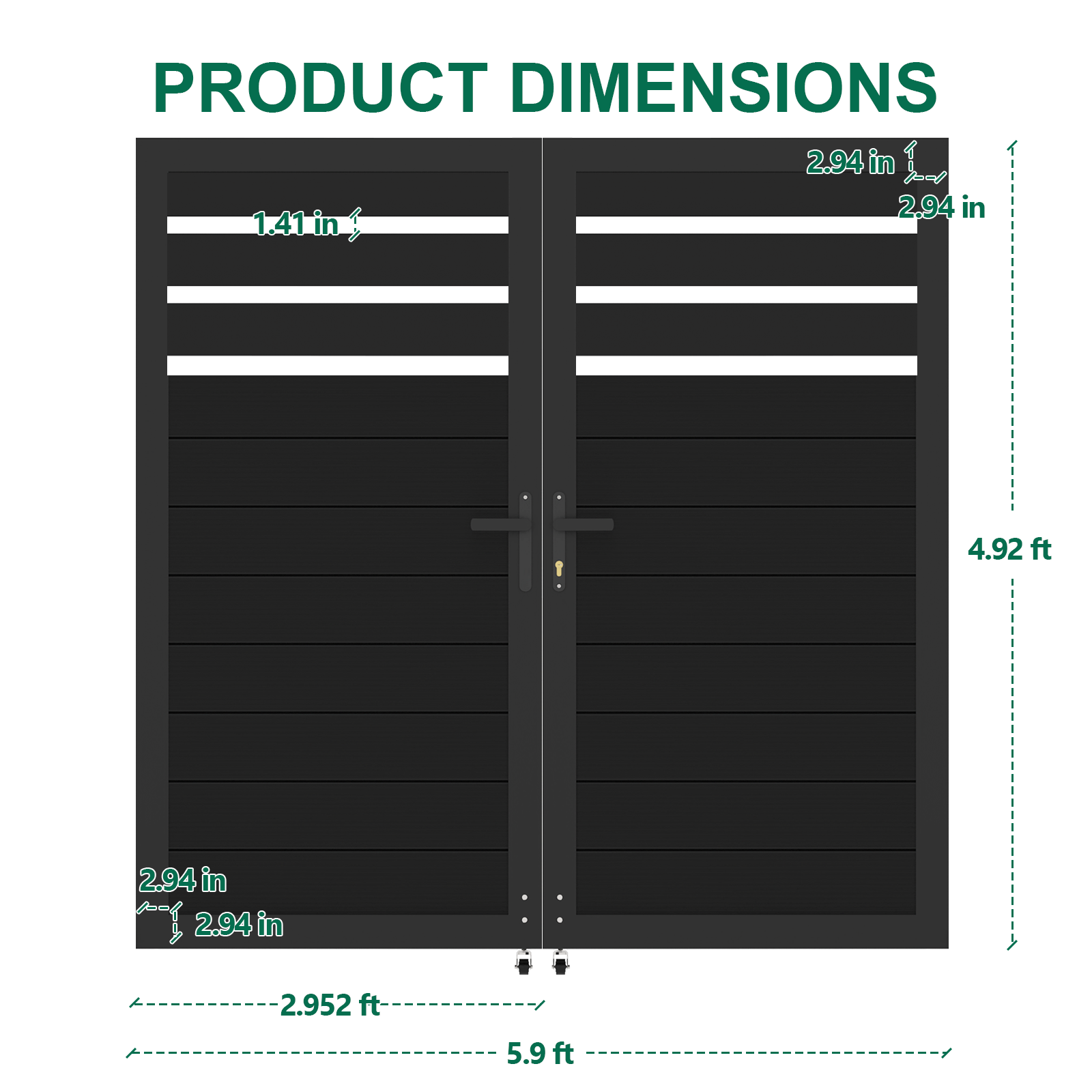 5ft H x 6ft W Black Aluminum Double Gate – Modern Pool & Garden Entry