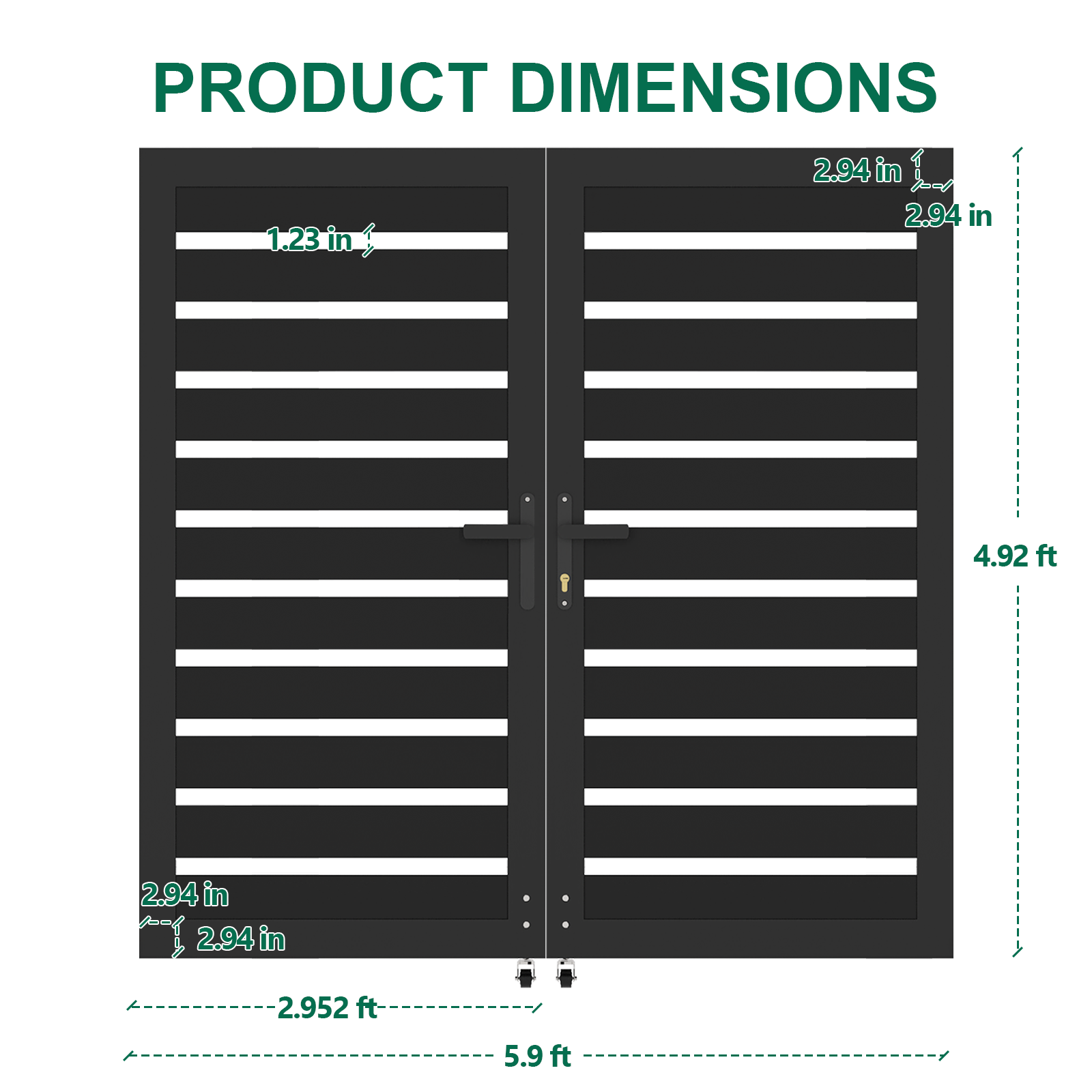 5ft H x 6ft W Full Openwork Aluminum Fence Gate – Dual Swing Security Door