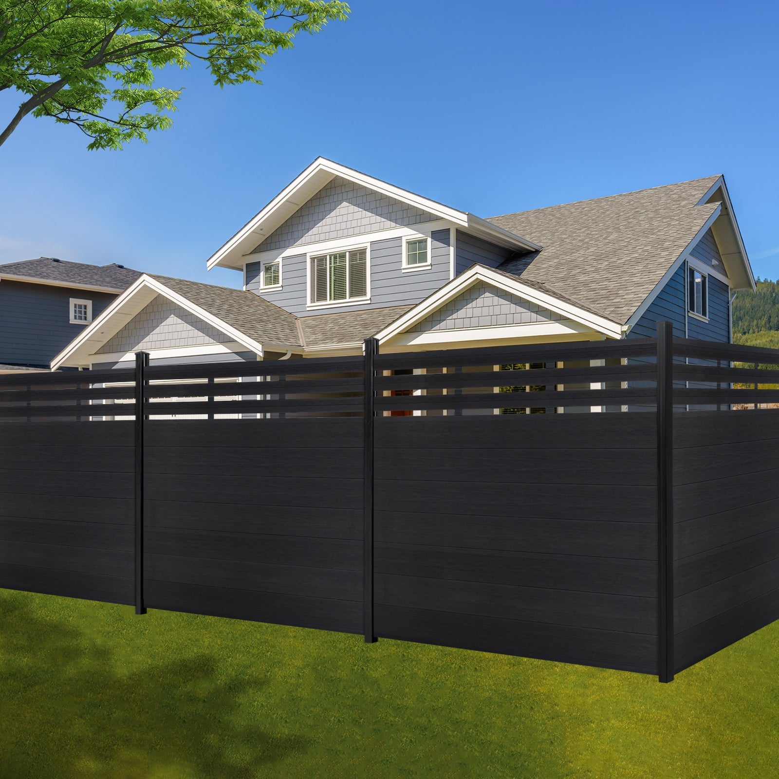 6 ft H x 6 ft Lattice Top fence Ground screw installation - CourtyardMart
