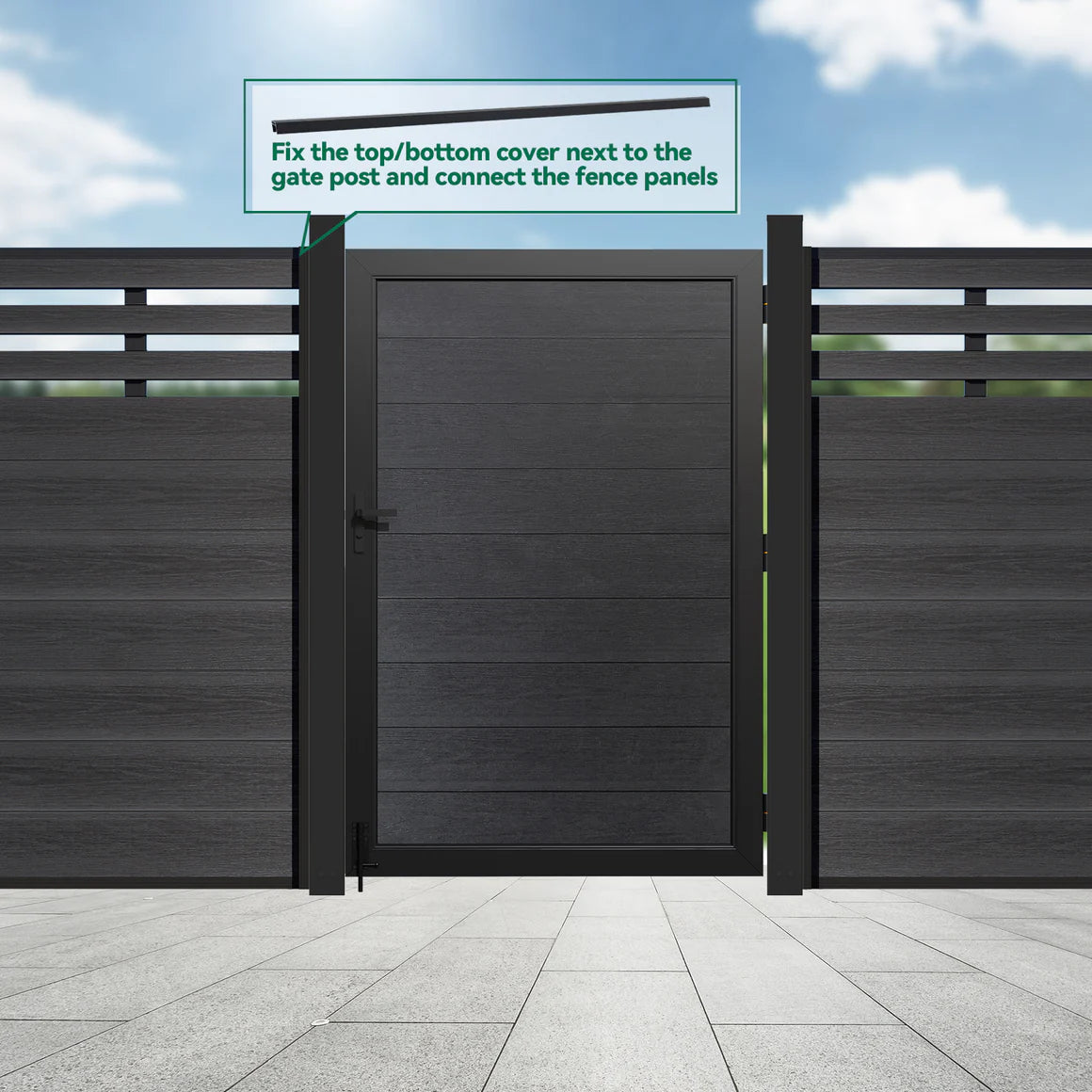 6.2ft Black Aluminum Gate Posts for Single or Double Gates, Surface Mount Gatepost for Concrete or Ground Install