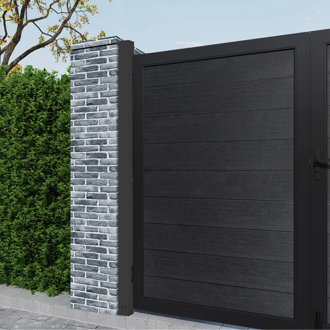 6.2ft Black Aluminum Gate Posts for Single or Double Gates, Surface Mount Gatepost for Concrete or Ground Install