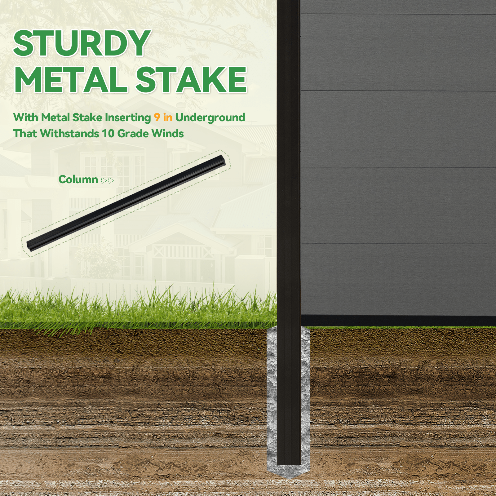 6ft x 6ft Brushed Finish panel fence, inground post, aluminum frame/posts - CourtyardMart