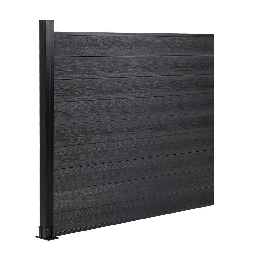 6ft x 6ft Wood grain panel fence, ground screw installation, aluminum frame/posts - CourtyardMart
