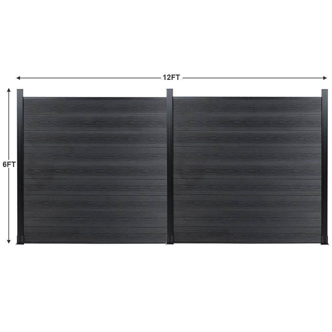 6ft x 6ft Wood grain panel fence, ground screw installation, aluminum frame/posts - CourtyardMart