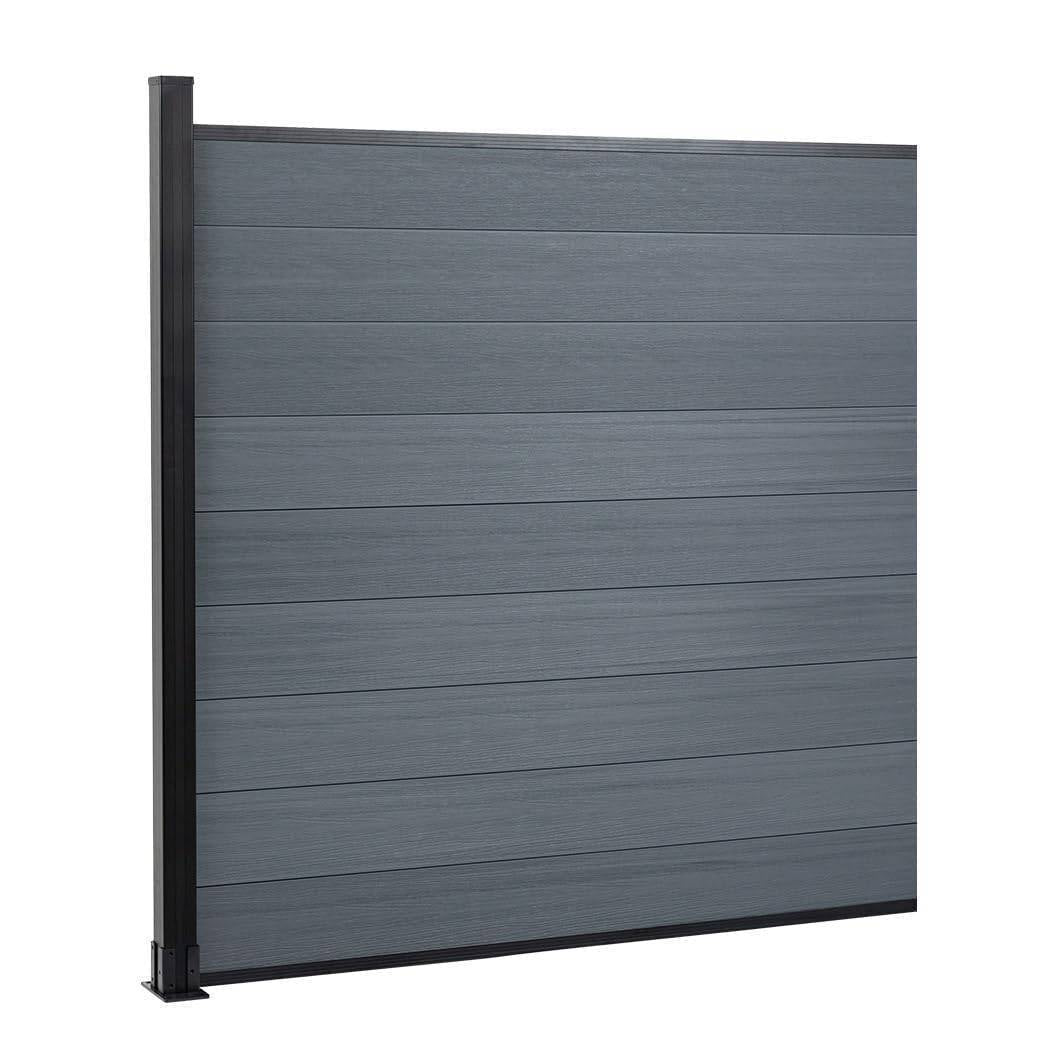6ft x 6ft Wood grain panel fence, ground screw installation, aluminum frame/posts - CourtyardMart