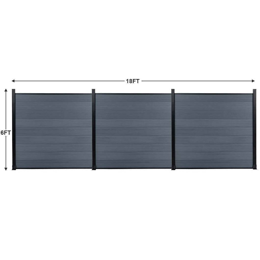 6ft x 6ft Wood grain panel fence, ground screw installation, aluminum frame/posts - CourtyardMart