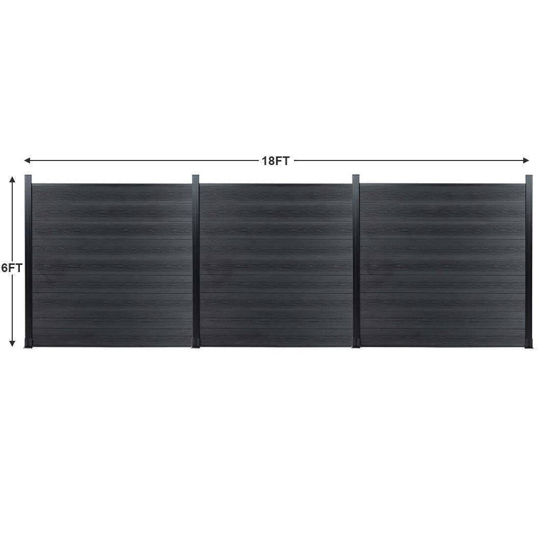 6ft x 6ft Wood grain panel fence, ground screw installation, aluminum frame/posts - CourtyardMart