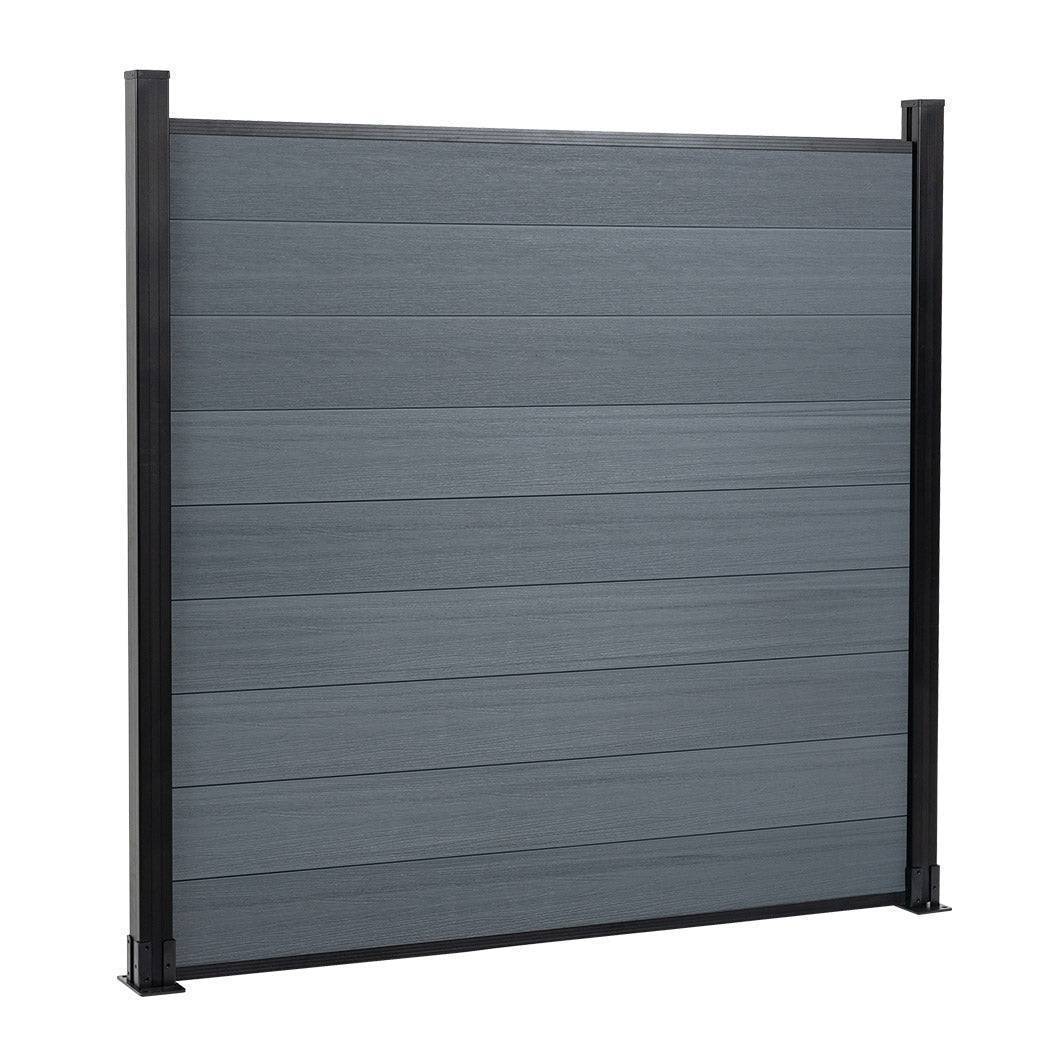 6ft x 6ft Wood grain panel fence, ground screw installation, aluminum frame/posts - CourtyardMart
