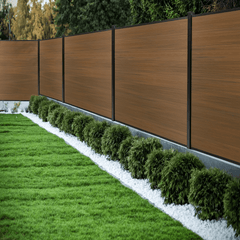 6ft x 6ft Wood grain panel fence, ground screw installation, aluminum frame/posts - CourtyardMart