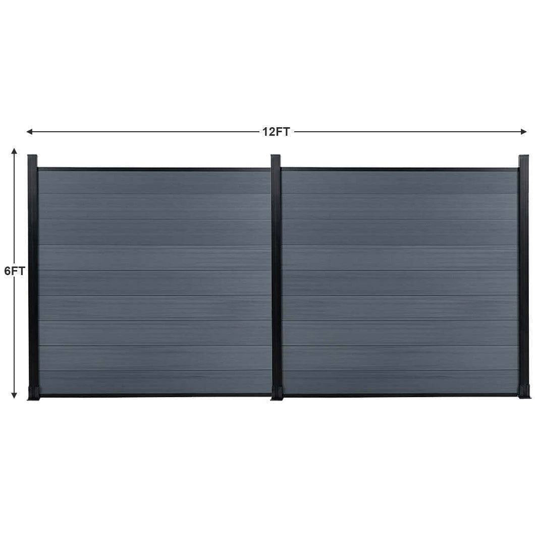 6ft x 6ft Wood grain panel fence, ground screw installation, aluminum frame/posts - CourtyardMart