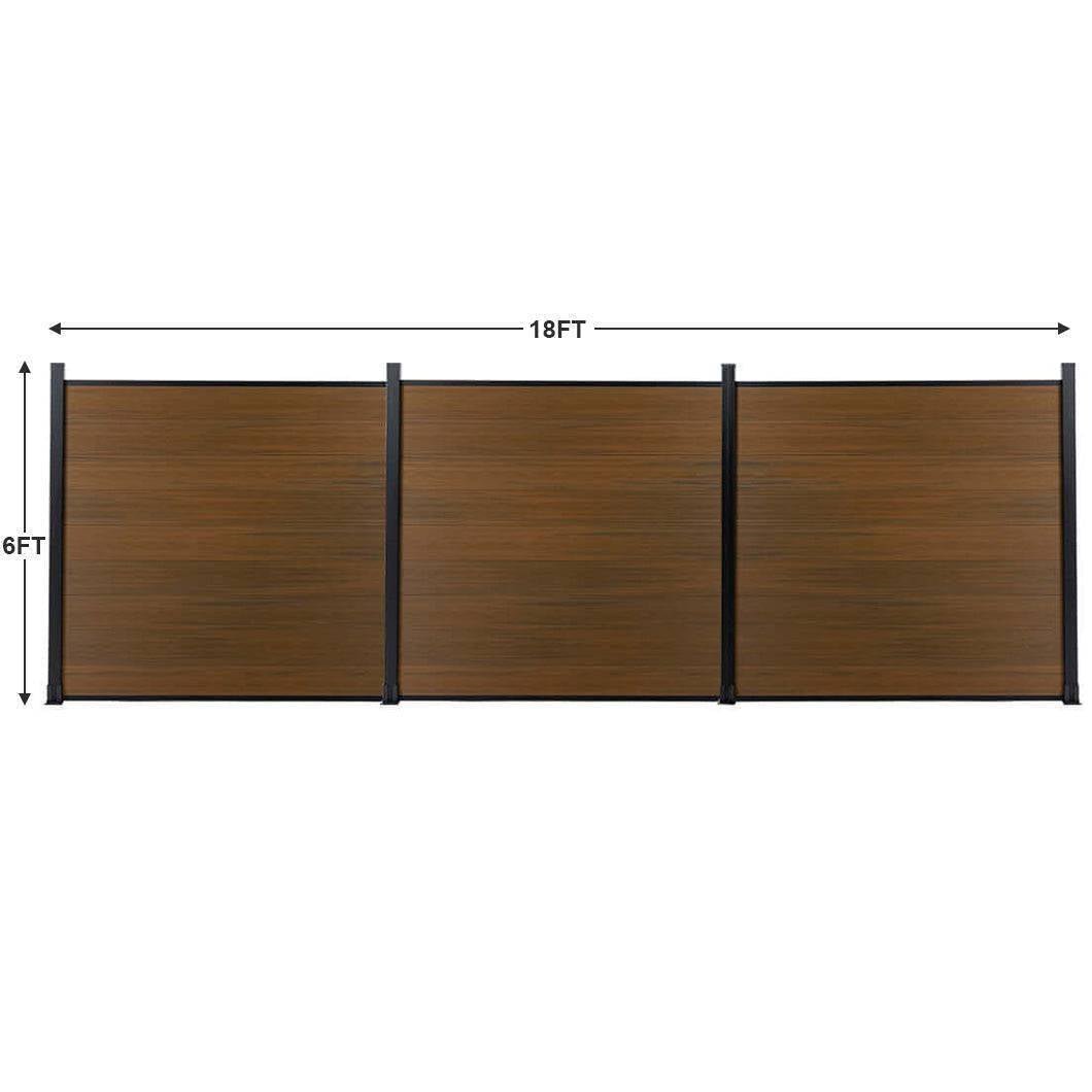6ft x 6ft Wood grain panel fence, ground screw installation, aluminum frame/posts - CourtyardMart