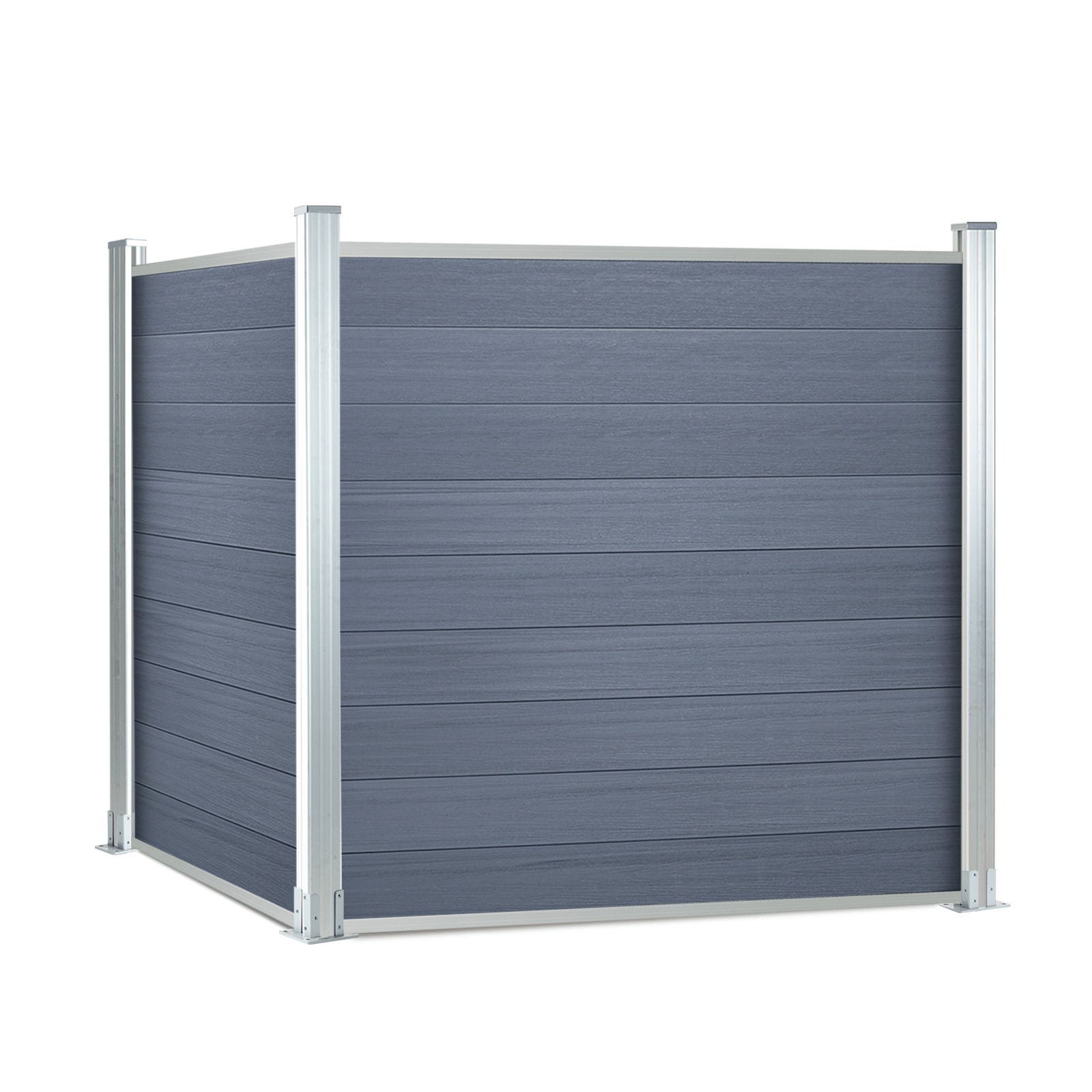 6ft*6ft Wood grain panel fence silver post ground screw installation - CourtyardMart