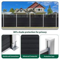 6ft*6ft Wood grain panel fence silver post ground screw installation Lattice Top fence - CourtyardMart