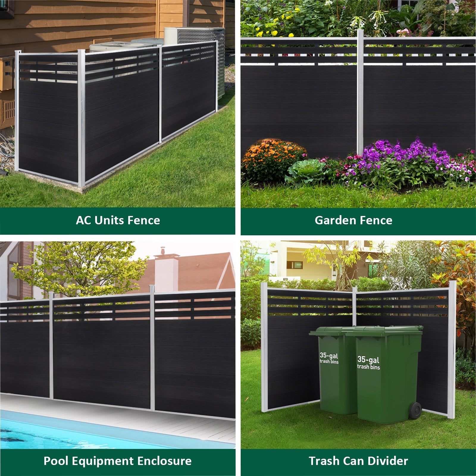 6ft*6ft Wood grain panel fence silver post ground screw installation Lattice Top fence - CourtyardMart