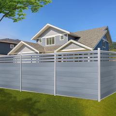 6ft*6ft Wood grain panel fence silver post ground screw installation Lattice Top fence - CourtyardMart