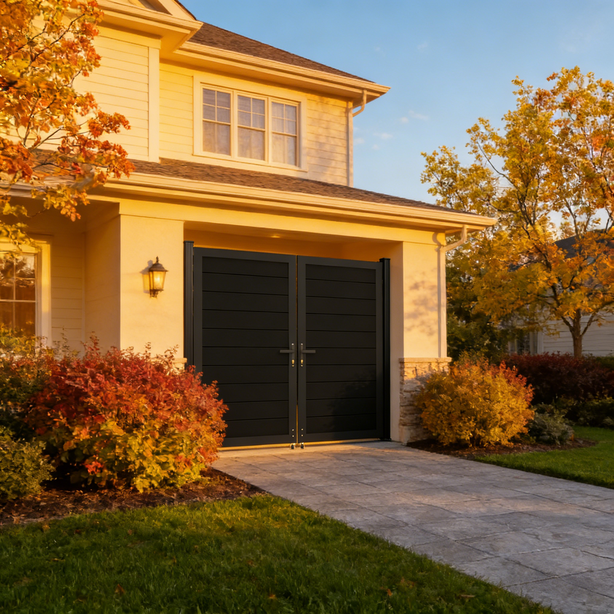 6ft High Black Aluminum Privacy Fence Gate | Double Driveway Gate