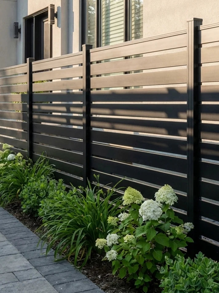 6ft Wide Aluminum Horizontal Slat Fence Panel – Rust-Proof & UV-Resistant