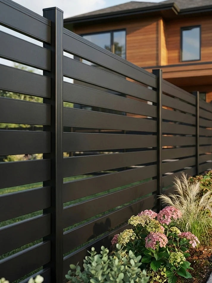 6ft Wide Aluminum Horizontal Slat Fence Panel – Rust-Proof & UV-Resistant