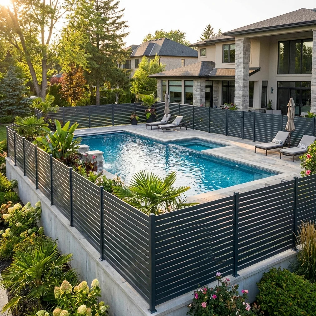 6ft Wide Aluminum Horizontal Slat Fence Panel – Rust-Proof & UV-Resistant
