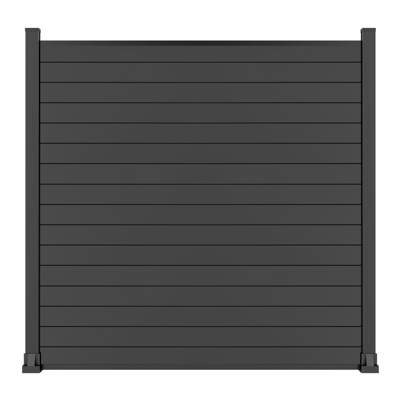 Front view of a 6 ft x 6 ft fully enclosed aluminum privacy fence panel 6ft H posts