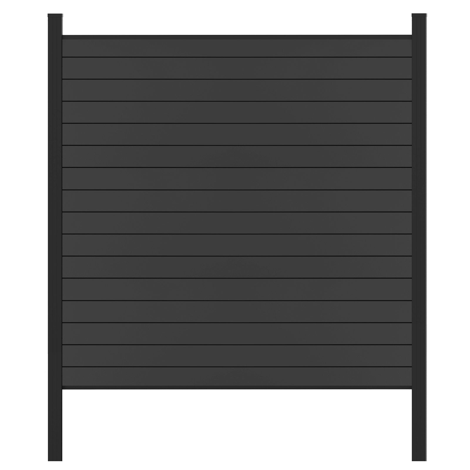 Front view of a 6 ft x 6 ft fully enclosed aluminum privacy fence panel 8ft H post