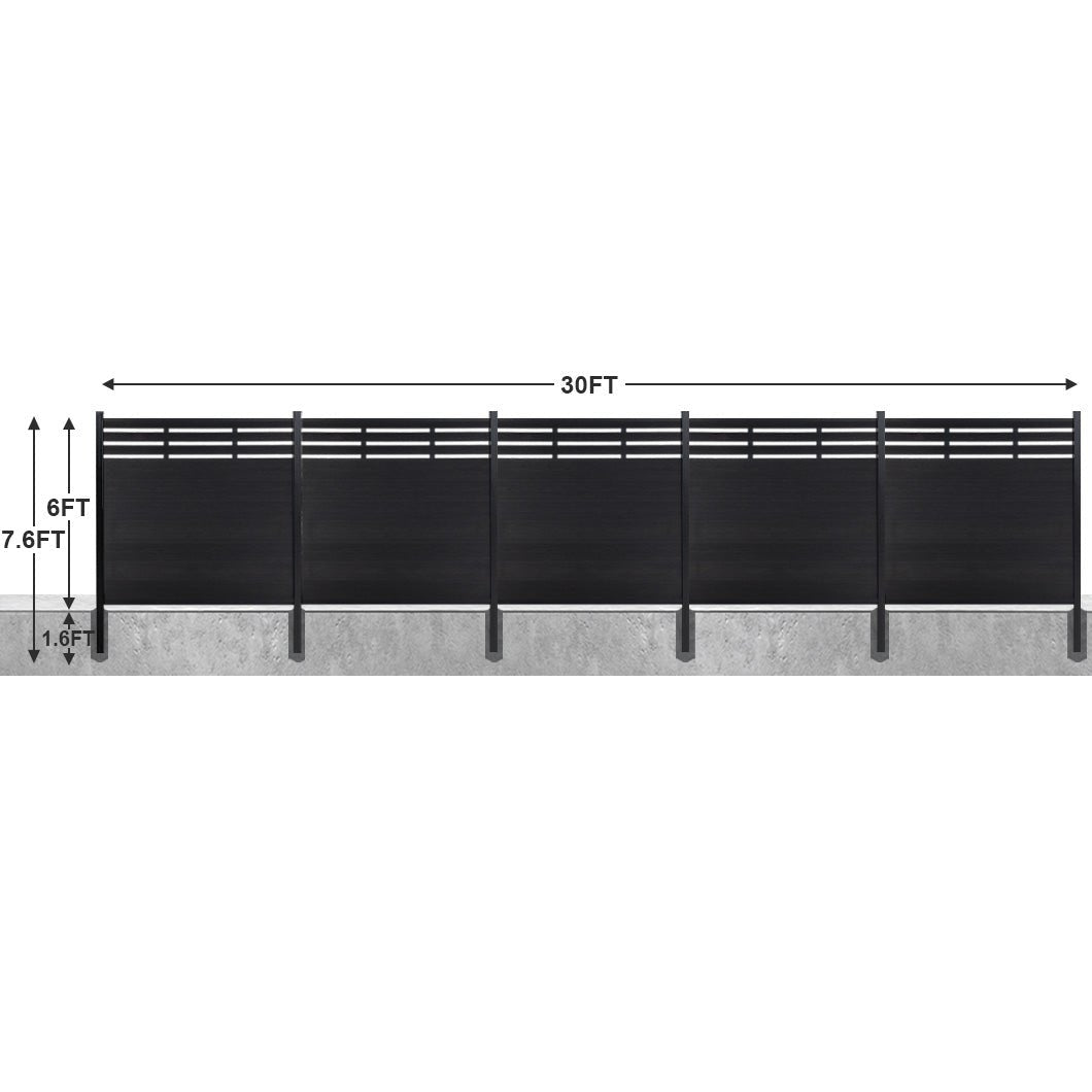 8ft x 6ft Lattice Top fence inground post aluminum frame/posts - CourtyardMart