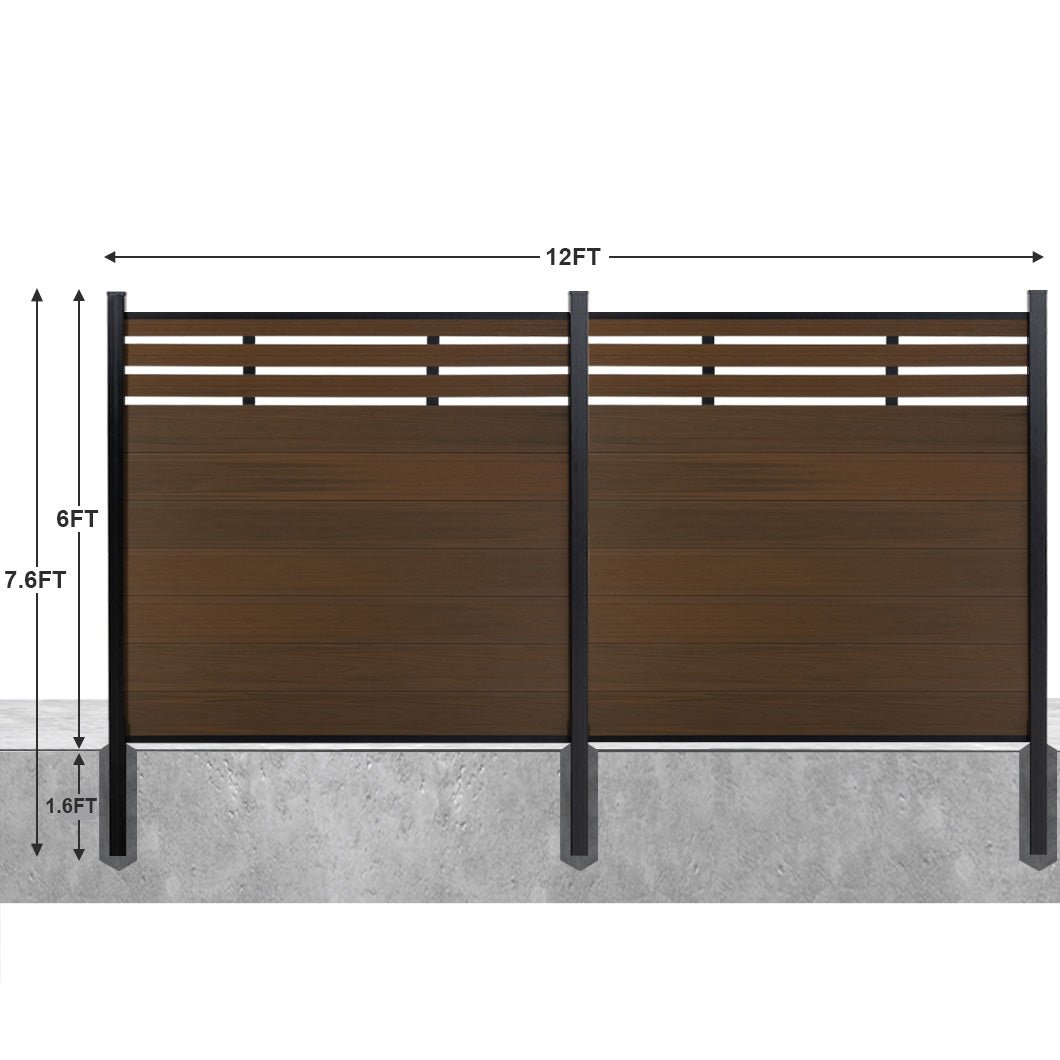 8ft x 6ft Lattice Top fence inground post aluminum frame/posts - CourtyardMart