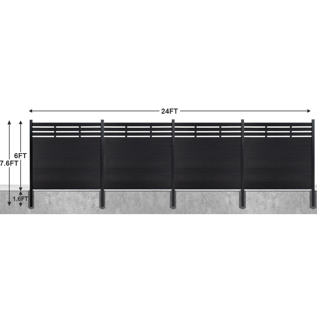 8ft x 6ft Lattice Top fence inground post aluminum frame/posts - CourtyardMart