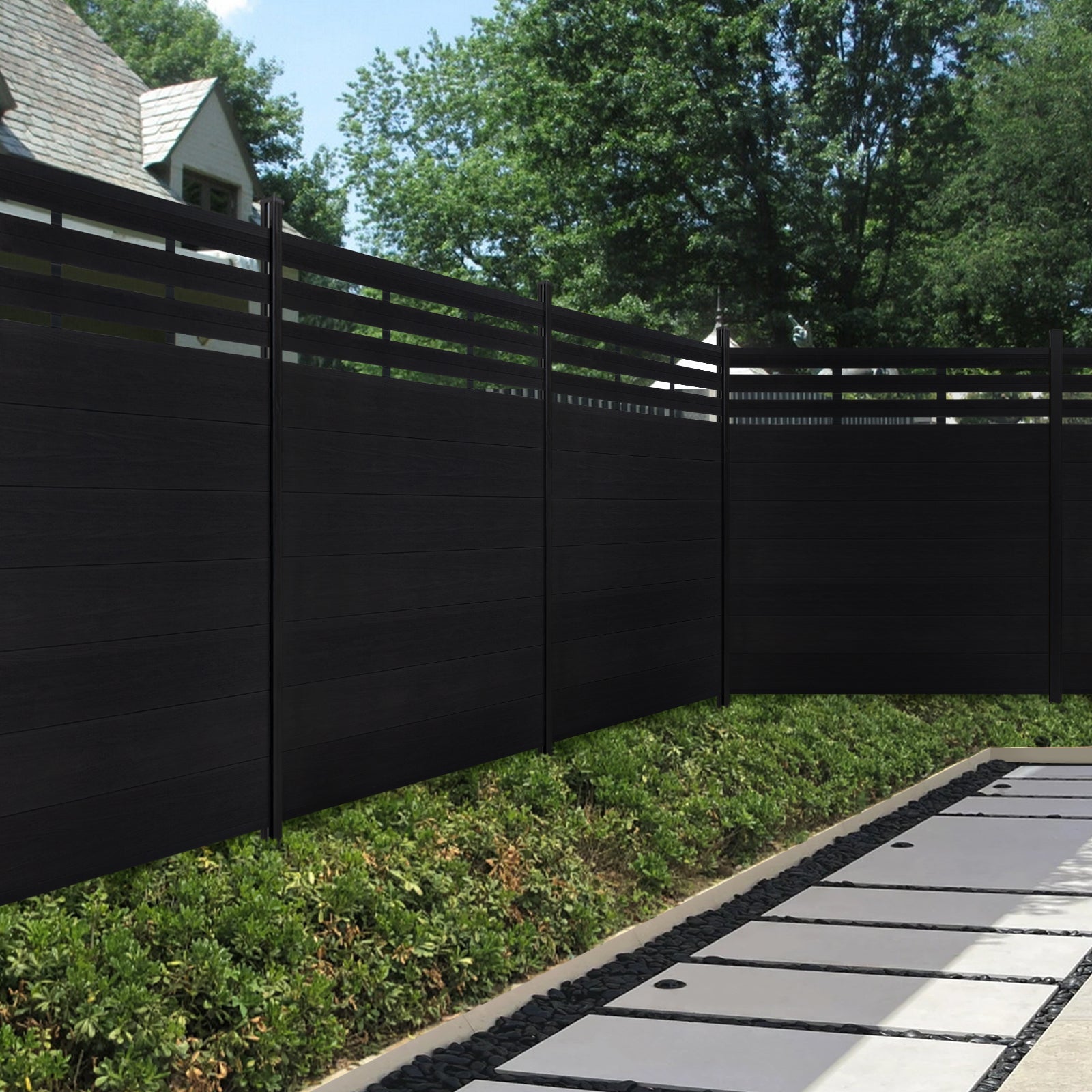 8ft x 6ft Lattice Top fence inground post aluminum frame/posts - CourtyardMart
